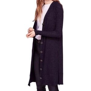 Free People We The Free Sparkly Shimmer Navy Duster Cardigan